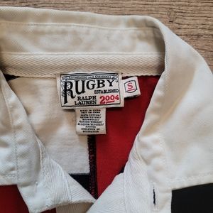 Rare Women's Striped Rugby Long Sleeve Polo Shirt sz Small